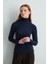 Balıkçı Yaka Kaşmir Simli Bluz - Lacivert 3