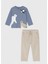 North Uzun Kol Sweat Içi Astarlı Kadife Pantolon Takım (01-04 Yaş Arası) - Bej/mavi 1