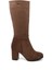 Kadın Kahve Yuvarlak Burun Fermuarlı Kalın Topuklu Çizme 1
