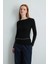 Kolları Delikli Triko Bluz - Siyah 1