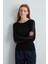 Kolları Delikli Triko Bluz - Siyah 5