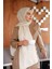 Premium klasik bej dama desenli şal-scarf 1