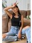 Kadın Siyah Kolsuz Kalın Askılı Uzun Crop Top Bluz & Atlet 6