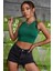 Kadın Yeşil Kare Yaka Crop Top Bluz 6