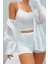 Kadın Beyaz Alt-Üst Dantel Detaylı Şortlu Şık Gecelik Takım 6