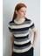 Çizgili Yarım Kollu Triko Bluz - Lacivert 3