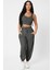 Kadın Antrasit Gri Kaşkorse Cepli Jogger Eşofman Altı ve Crop Top Bluz 4