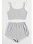 Kadın Gri Askılı Crop Top ve Şortlu Gecelik Takım 3