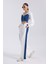 Denim Detaylı Kapşonlu Crop Eşofman Takım - Mavi-Beyaz Mavi-Beyaz - S 2