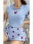 Arias Closet Çilek Desenli Mavi Seksi Pijama Takım 2