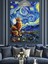 Van Gogh Temalı Manzara ve Kedi Dekoratif Kanvas - Mdf Ahşap Tablo 1