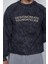 Erkek Oversize Yazı Baskılı Sweatshirt Siyah 2