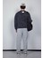 Erkek Oversize Yazı Baskılı Sweatshirt Siyah 9