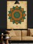 Yeşil-Turuncu Geometrik Mandala Deseni Dekoratif Kanvas - Mdf Ahşap Tablo 1