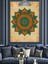 Yeşil-Turuncu Geometrik Mandala Deseni Dekoratif Kanvas - Mdf Ahşap Tablo 3