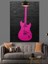 Pembe Elektro Gitar Müzik Aleti Dekoratif Kanvas - Mdf Ahşap Tablo 1