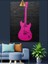 Pembe Elektro Gitar Müzik Aleti Dekoratif Kanvas - Mdf Ahşap Tablo 2