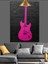 Pembe Elektro Gitar Müzik Aleti Dekoratif Kanvas - Mdf Ahşap Tablo 4