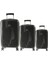 1818 Horizon Pc - Büyük + Orta + Kabin Boy Valiz / Bavul Seti - Siyah 1