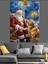 Yılbaşı Kıyafetli Sakallı Noel Baba ve Köpek Dekoratif Kanvas - Mdf Ahşap Tablo 4