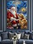 Yılbaşı Kıyafetli Sakallı Noel Baba ve Köpek Dekoratif Kanvas - Mdf Ahşap Tablo 5