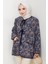 Etnik Desen Bağlamalı Kapitone Ceket 1618 - Lacivert 1