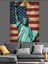 Amerikan Bayrağı Altında Özgürlük Heykeli Dekoratif Kanvas - Mdf Ahşap Tablo 5