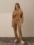 Kadın Camel Pamuk Dokulu Oversize Sweatshirt 5