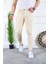 Erkek Jeans Slim Fit Likralı Denim Krem Kot Pantolon 3