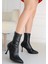 Moert Siyah Cilt Streç Topuklu Bot - Lisinya 3