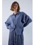 Kadın Indigo Mavi Oversize Gömlek | Düşük Omuzlu Cep Detaylı | Rahat Kalıp 1