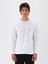 Erkek Beyaz Pamuk Dokulu Regular Fit Uzun Kollu Tişört 5