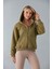 SOR10282 - Üç Iplik Kanguru Cepli Oversize Sweatshirt Haki 2