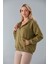 SOR10282 - Üç Iplik Kanguru Cepli Oversize Sweatshirt Haki 6