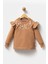 Fırfırlı Yakası Çiçek Nakışlı 2 Iplik Uzun Kol Kız Çocuk Sweatshirt 2