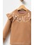 Fırfırlı Yakası Çiçek Nakışlı 2 Iplik Uzun Kol Kız Çocuk Sweatshirt 3