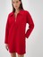Kadın Kırmızı Pamuk Dokulu Oversize Elbise 7