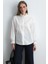 Yakası ve Kolu Piliseli Koton Gömlek - Beyaz 1