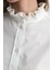 Yakası ve Kolu Piliseli Koton Gömlek - Beyaz 5
