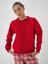 Kadın Kırmızı Pamuk Dokulu Regular Fit Sweatshirt 5