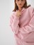 Kadın Pembe Pamuk Dokulu Oversize Sweatshirt 5