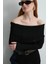 Madonna Yaka Rayon Triko Bluz - Siyah 1