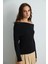 Madonna Yaka Triko Bluz - Siyah 2