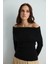 Madonna Yaka Triko Bluz - Siyah 5