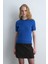 Kısa Kollu Triko Bluz - Mavi 1