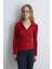Polo Yakalı Pamuk Örme Bluz - Kırmızı 1