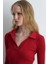 Polo Yakalı Pamuk Örme Bluz - Kırmızı 4