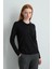 Polo Yaka Düğmeli Triko Bluz - Siyah 1