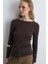 Kayık Yaka Kaşmir Bluz - Kahverengi 1