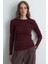 Uzun Kollu Basic Pamuk Tshirt - Bordo 2